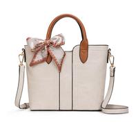 Montana West Top Handle Bags for Women Small Crossbody Purse Cute Satchel Handbag with Detachable Strap, Ivory Beige, S
