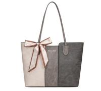 Montana West Tote Bags for Women Medium Top Handle Satchel Purses, Beige With Grey, M