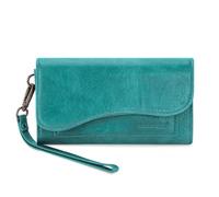 Montana West Wallets for Women Large Phone Wristlet Wallets Trifold Money Organizers with Coin Purse and Wrist Strap, Turquoise, Western