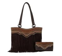 Montana West Western Tote Bag for Women Tooled Fringe Purse and Handbag with Wallet MBB-MW1340G-8317WCF
