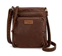 Montana West - Women's Soft Washed Leather Crossbody Bag Multi Pocket Shoulder Bag, Brown (C Brown), Grande