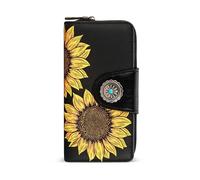 Montana West Women's Wallets Western Bifold Wallets for Women Large Capacity Credit Card Cash Wallet with ID Window, Sunflower-Black, 8" L × 1.2" W × 4" H