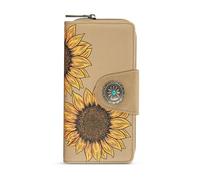 Montana West Women's Wallets Western Bifold Wallets for Women Large Capacity Credit Card Cash Wallet with ID Window, Sunflower-khaki, 8 x 1.2 x 4 inches, Rustic Classic