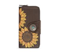 Montana West Women's Wallets Western Bifold Wallets for Women Large Capacity Credit Card Cash Wallet with ID Window, Sunflower-coffee, 8 x 1.2 x 4 inches, Western Vintage