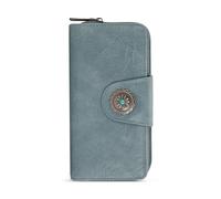 Montana West Women's Wallets Western Bifold Wallets for Women Large Capacity Credit Card Cash Wallet with ID Window, Jeans Blue, L, Minimalist