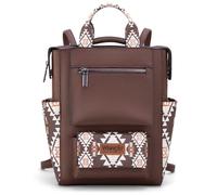 Montana West Wrangler Aztec Backpack Purse for Women Back Zip Anti Theft Convertible Backpack with Adjustable Strap, Coffee, 11"L x 6"W x 12"H, Daypack Backpacks