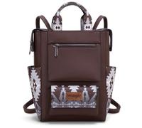 Montana West Wrangler Aztec Backpack Purse for Women Back Zip Anti Theft Convertible Backpack with Adjustable Strap, Dark Coffee, 11"L x 6"W x 12"H, Daypack Backpacks