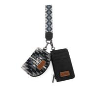 Montana West Wrangler Aztec Keychain Wristlet Wallets for Women Western Dual Pouch Wristlet Credit Card Holder Wallet, Angel Black, Modern