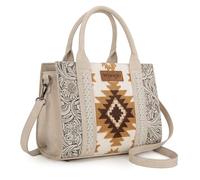 Montana West × Wrangler Aztec Tote Bag for Women Western Shoulder Purse Top Handle Handbag, M Beige, M