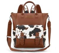 Montana West Wrangler Backpack Purse for Women Medium Convertible Shoulder Bag with Strap for Travel Work, Cowprint - Brown, M, Leisure