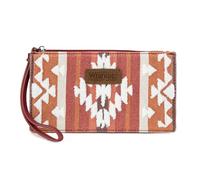 Montana West Wrangler Clutch Purses for Women Western Wristlet Wallet Boho Aztec Card Holder Zipper Handbags for Ladies, Burgundy