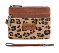 Montana West Wrangler Coin Purse for Women RFID-blocking Floral Embossed Change Pouch Card & Money Organizers Wristlet Wallet, Leopard Print Brown, Minimalist