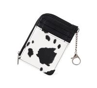 Montana West Wrangler Cow Print Credit Card Holder Cute Keychain Wallet with A Zipper Pocket, z-Black Card Wallet, XS, Minimalist