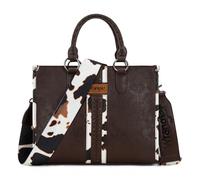 Montana West Wrangler Cow Print Tote Bag for Women Western Purse Boho Top Handle Satchel Handbag, Cow Coffee, One Size