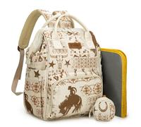 Montana West Wrangler Diaper Bag Backpack Aztec Callie Bag Travel Backpack Purses Western Multi-Function Baby Bags for Mom, 3pcs Khaki, M, Daypack Backpacks