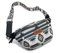Montana West Wrangler Fanny Packs for Women Western Crossbody Bags Aztec Bum Chest Belt Purse with Adjustable Strap, Black, 11" x 2.3" x 7.5"
