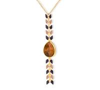 Montana West Wrangler Gold Western Y Necklace for Women 14K Boho Country Natural Stone Cowgirl Jewelry, Stainless Steel, Tigers Eye