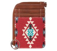 Montana West Wrangler Keychain Wallet for Women Western Credit Card Holder Front Pocket Card Wallet Slim Compact Card Case, Aztec-Reddish Brown, Small, Western