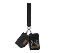 Montana West Wrangler KeyChain Wristlet Wallets for Women Western Dual Pouch Wristlet Embroidered Boot Scroll Card Holder Wallet With Zipper, B-Black, S, Western