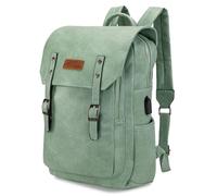 Montana West Wrangler Laptop Backpack with USB Charging Port, Vintage Travel Work College Bookbag for Women Men, Light Green, 4 x 11.5 x 15 inches, Classic