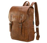 Montana West Wrangler Laptop Backpack with USB Charging Port, Vintage Travel Work College Bookbag for Women Men, Brown, 4 x 11.5 x 15 inches, Classic