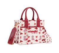 Montana West Wrangler Rodeo Icons Tote Bags Medium Satchel Handbags Western Canvas Top Handle with Charm, Print Pink, One Size