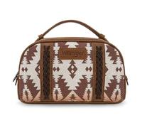 Montana West × Wrangler Small Makeup Bag Portable Toiletry Bag Travel Cosmetic Organizer for Women Zipper Closure, D-light coffee