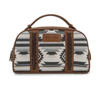 Montana West × Wrangler Small Makeup Bag Portable Toiletry Bag Travel Cosmetic Organizer for Women Zipper Closure, D-black
