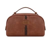 Montana West × Wrangler Small Makeup Bag Portable Toiletry Bag Travel Cosmetic Organizer for Women Zipper Closure, S-brown