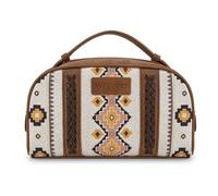 Montana West Wrangler Small Makeup Bag Portable Toiletry Bag Travel Cosmetic Organizer for Women Zipper Closure, D-white