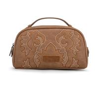 Montana West Wrangler Small Makeup Bag Portable Toiletry Bag Travel Cosmetic Organizer for Women Zipper Closure, Khaki145, Rustic Western