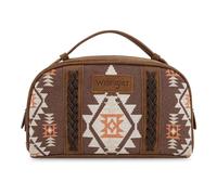 Montana West × Wrangler Small Makeup Bag Portable Toiletry Bag Travel Cosmetic Organizer for Women Zipper Closure, D-coffee