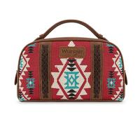 Montana West × Wrangler Small Makeup Bag Portable Toiletry Bag Travel Cosmetic Organizer for Women Zipper Closure, D-red