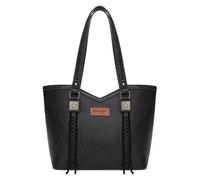 Montana West Wrangler Tote Bag for Women Top Handle Ladies Shoulder Bags, Black, L