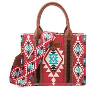 Montana West Wrangler Tote Bag for Women Western Shoulder Purses Boho Aztec Satchel Handbags, Angel Diamond Burgundy M, S