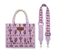 Montana West Wrangler Tote Bag Western Satchel Bags for Women with Braided Rope Handles, Wide Strap-cactus Purple, M