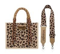 Montana West Wrangler Tote Bag Western Satchel Bags for Women with Braided Rope Handles, Wide Strap-leopard Brown, M