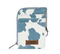 Montana West Wrangler Wallets for Women Boho Aztec Card Holder, Cow Print Blue