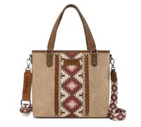 Montana West Wrangler Western Tote Bag for Women Medium Sized Aztec Handbags with Crossbody Strap, Tan, M