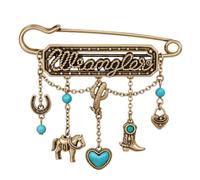 Montana West Wrangler Western Turquoise Brooch for Women, S, Metal, no gemstone