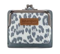Montana West Wrangler Women's Wallet Leopard Print Wallets RFID-blocking Small Bifold Credit Card Holder with Kiss Clasp, Kiss Clasp Jean, Modern