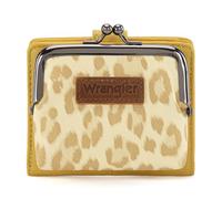 Montana West Wrangler Women's Wallet Leopard Print Wallets RFID-blocking Small Bifold Credit Card Holder with Kiss Clasp, Kiss Clasp Yellow, Modern