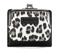 Montana West Wrangler Women's Wallet Leopard Print Wallets RFID-blocking Small Bifold Credit Card Holder with Kiss Clasp, Kiss Clasp Black, Modern