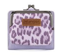 Montana West Wrangler Women's Wallet Leopard Print Wallets RFID-blocking Small Bifold Credit Card Holder with Kiss Clasp, Kiss Clasp Purple, Modern