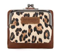 Montana West Wrangler Women's Wallet RFID Blocking Wallets Small Bifold Credit Card Holder with Kiss Clasp, Kiss Clasp Leopard Print, 4.5" x 1" x 4", Modern