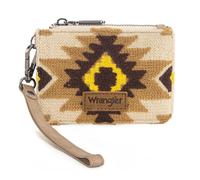 Montana West Wrangler Wristlet Wallet for Women, Small Zipper Pouch with ID Window & Card Slots, Western Designer Tapestry Coin Purse with Wrist Strap, Tan