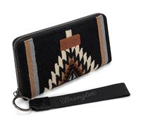 Montana West Wrangler Wristlet Wallet Western Aztec Womens Wallet Large Capacity Long Purse RFID Clutch Wallet, Angel Black, Western