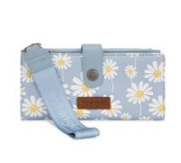 Montana West Wrangler Wristlet Wallets for Women Large RFID Blocking Wallet Ladies Female Bifold Clutch Wallet with ID Window, Daisy-Jeans Blue, 7.5 x 1 x 3.5 inches, Large Western Floral Wristlet