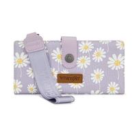 Montana West Wrangler Wristlet Wallets for Women Large RFID Blocking Wallet Ladies Female Bifold Clutch Wallet with ID Window, Daisy-Purple, 7.5" x 1" x 3.5", Large Bifold Women Wristlet Floral Wallet