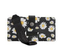Montana West Wrangler Wristlet Wallets for Women Large RFID Blocking Wallet Ladies Female Bifold Clutch Wallet with ID Window, Daisy-Black, 7.5 x 1 x 3.5 inches, Large Western Floral Wristlet Wallet
